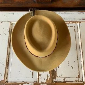 Minnetonka Brown 100% Wool Felt Hat with Beaded Band, Size M Vintage Cowboy Hat, Minnetonka, Wool Felt Hat, Cowgirl  main image 4